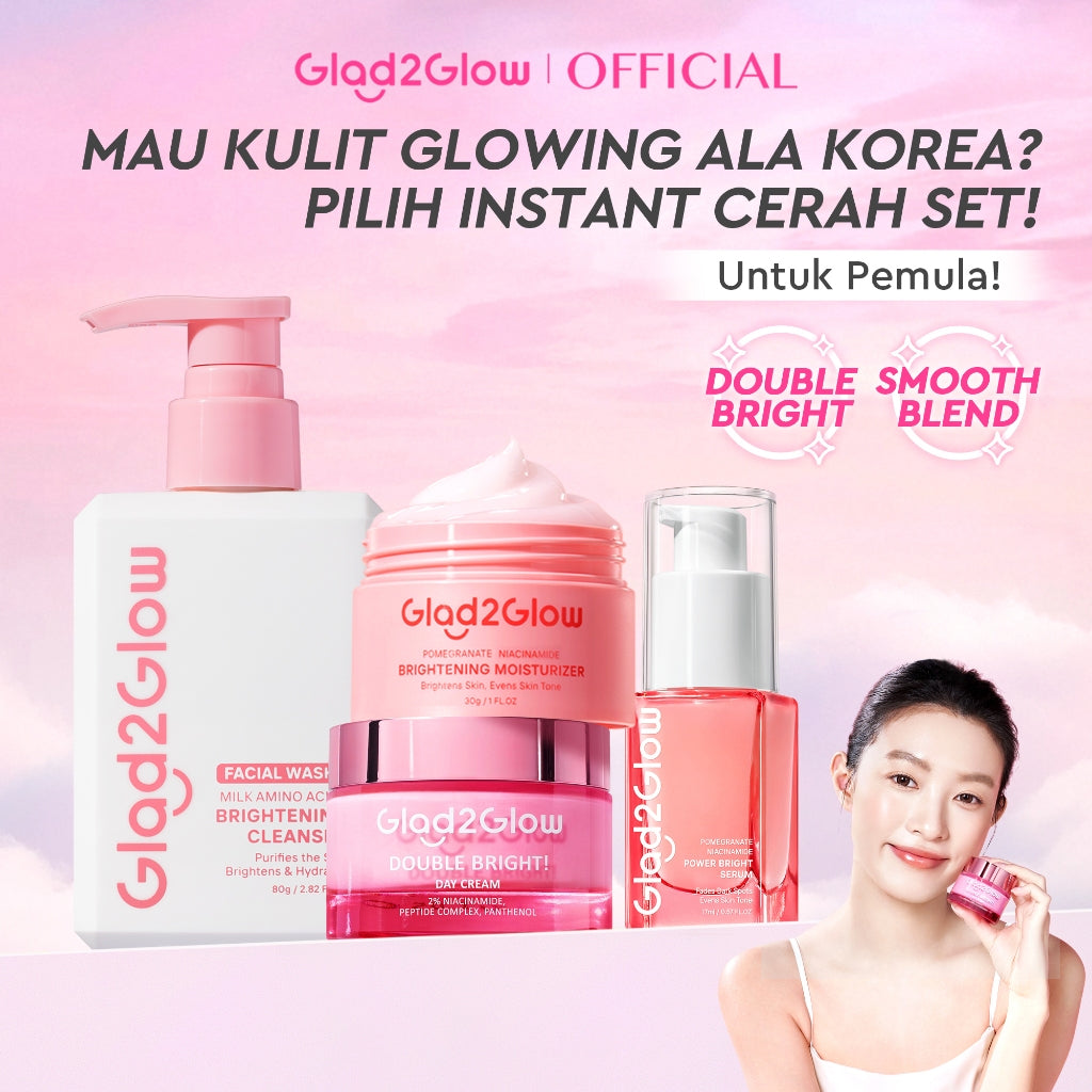 [OUTING SET]Glad2Glow Double Bright Day Cream 4PCS tone up 4in1 bundle cerah Niacinamide Moisturizer brightening wajah cream pemutih wajah day cream Night Cream whitening cream skincare glowing BB cream Mencerahkan warna kulit halus g2glow official store