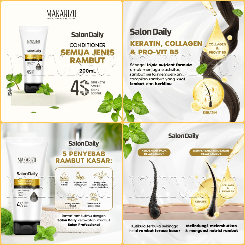 (PAKET) MAKARIZO Professional Salon Daily Conditioner 200ml + Shampoo 200ml
