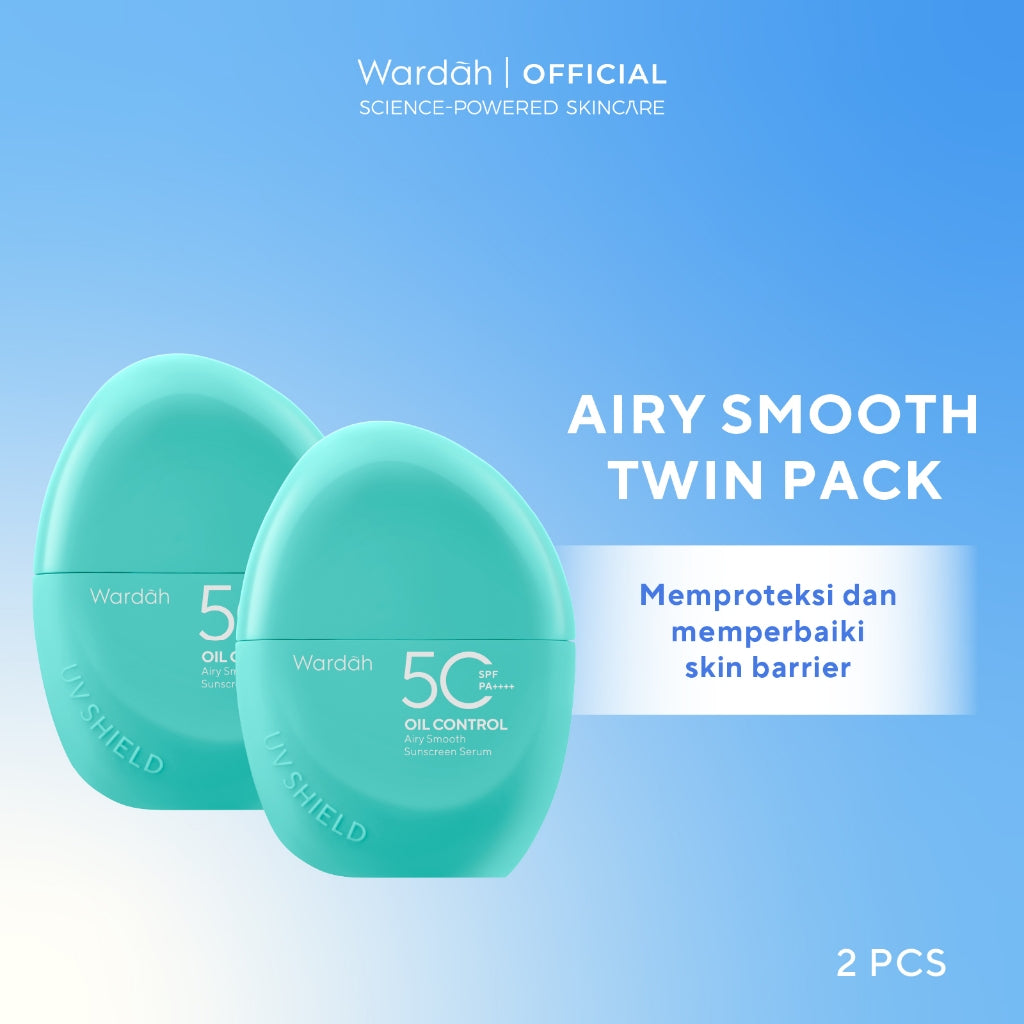 TWINPACK Wardah UV Shield Airy Smooth, Acne Calming, Aqua Fresh, Essential, Tone Up, Physical Sunscreen - Skincare