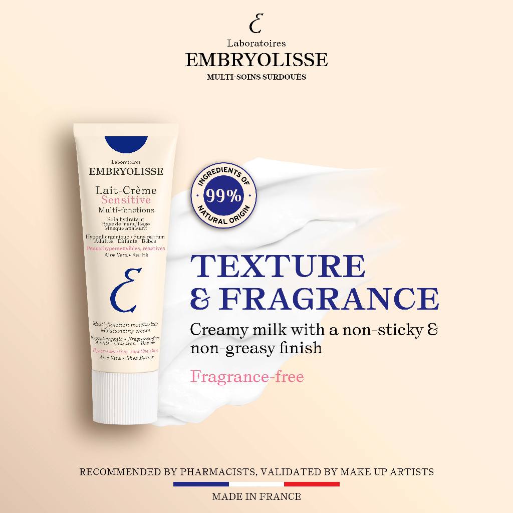 Embryolisse Lait-Creme Sensitive 30ml 7 IN 1 Pelembab Moisturizer Wajah Makeup Cleanser Remover Makeup Base Primer Masker Wajah