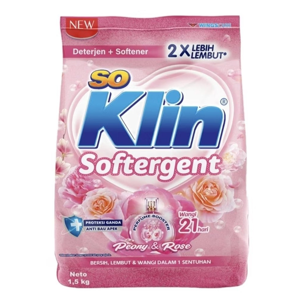 So Klin Softergent Deterjen Bubuk + Pelembut Pakaian Refill 1.5 kg