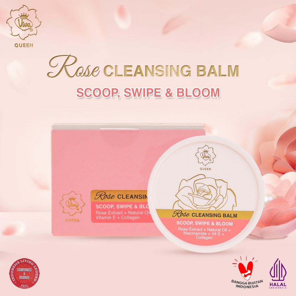 Viva Queen Rose Cleansing Balm (DEEP CLEANSING MAKEUP REMOVER) with NIACINAMIDE, Rose Extract, VIT E & Collagen (50 gr)
