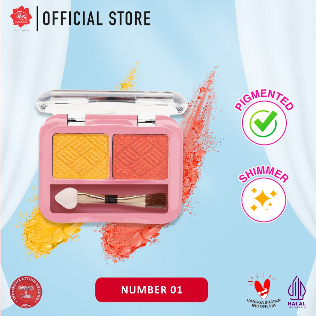Viva Eye Shadow Duo - 2.3 gr (tersedia 12 varian kombinasi warna)