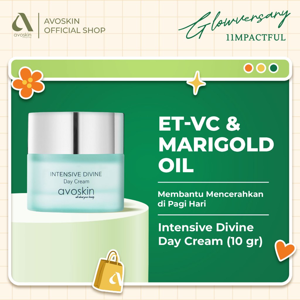 Cream Pagi Avoskin Intensive Divine Day Cream 10gr-Kulit Tampak Cerah