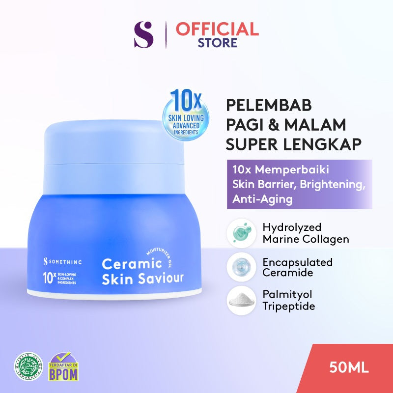 SOMETHINC CERAMIC SKIN Saviour Moisturizer Gel - Cocok untuk Acne dan Kulit Sensitif, Moisturizer Non comedogenic, Melembapkan , Mengurangi kemerahan. Pelembab kulit tidak menyumbat pori