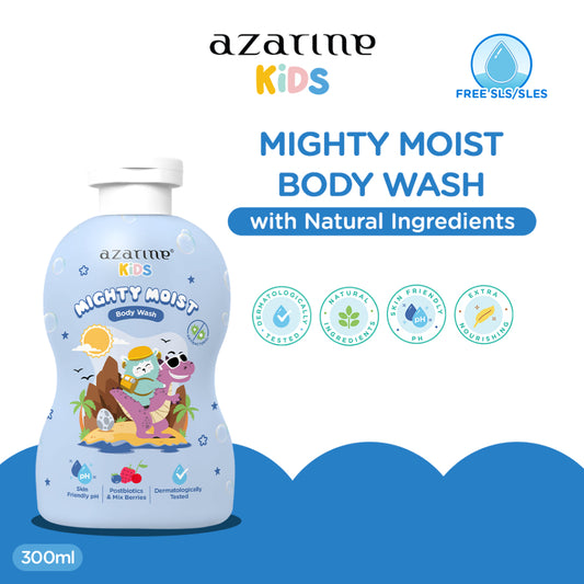 Azarine Kids Mighty Moist Body Wash 300ml Sabun Bayi Kids SLS FREE with Natural Ingredients untuk kulit sensitif all skin types
