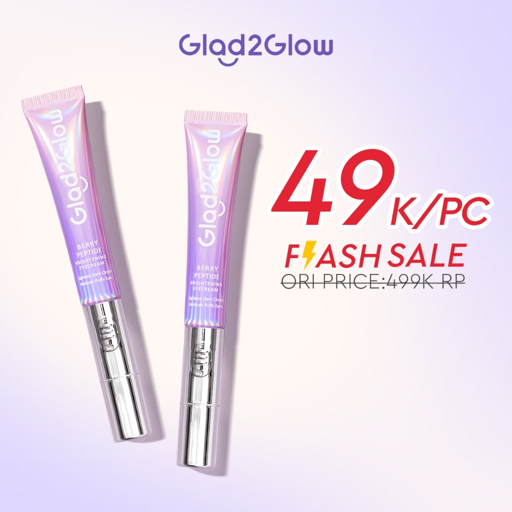 Glad2Glow Berry Eye Cream Brightening Eye Serum | Krim Mata with Electronic Massager with Peptide mata panda  kantung mata untuk Mengurangi Kantung Mata Eye Cream Eye Serum Penghilang Mata Panda Kantung Mata Cream Treatment g2glow official store