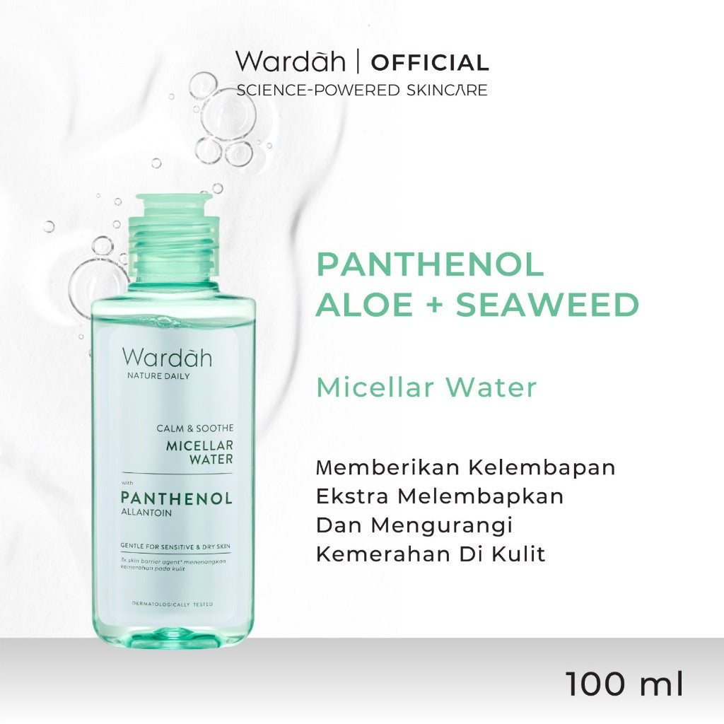 WARDAH Micellar Water All Series Perfect Bright Calm and Soothe Nature Daily Acnederm Lightening Oil Infused Pembersih Wajah Make Up Remover Waterproof Tanpa Bilas Skincare
