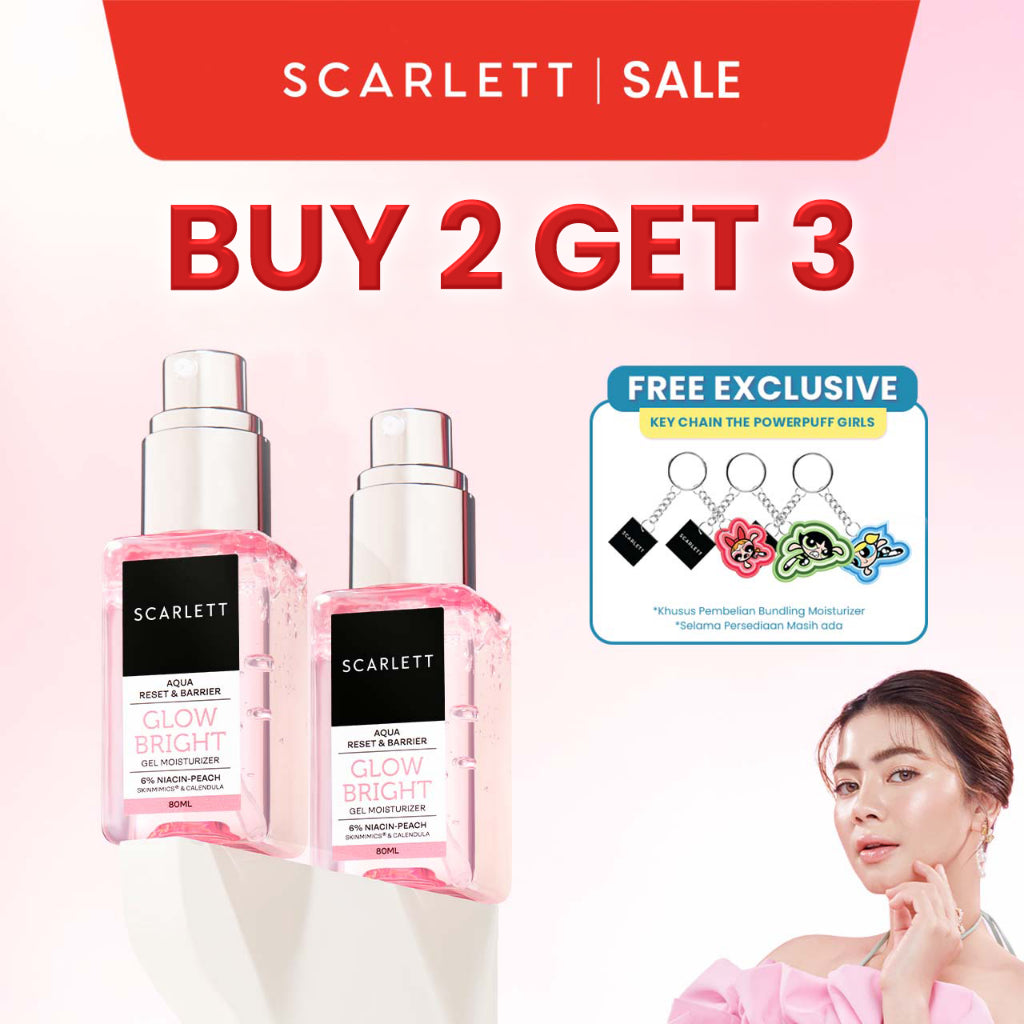 Scarlett Whitening Aqua Reset & Barrier Glow Bright Gel Moisturizer 6% Niacin - pelembab wajah untuk skin barrier muka dan untuk kulit sensitif serta menghidrasi mencerahkan, meratakan, menyamarkan noda hitam with Niacinamide and Peach Extract