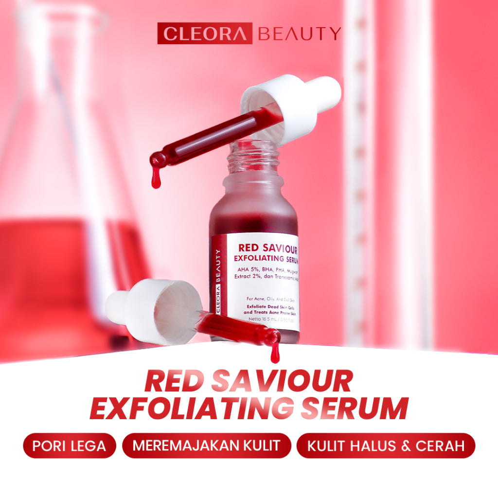 [  ] Cleora Exfoliasi Special Bundle Red Saviour Peeling Solution Serum + 3 Minutes Exfoliating Gel Pembersih Wajah Membantu Mengangkat Sel Kulit Mati Dan Kotoran Skincare Acne Niacinamide Brightening Scrub Pelembab Paket Skincare 1 Set Lengkap