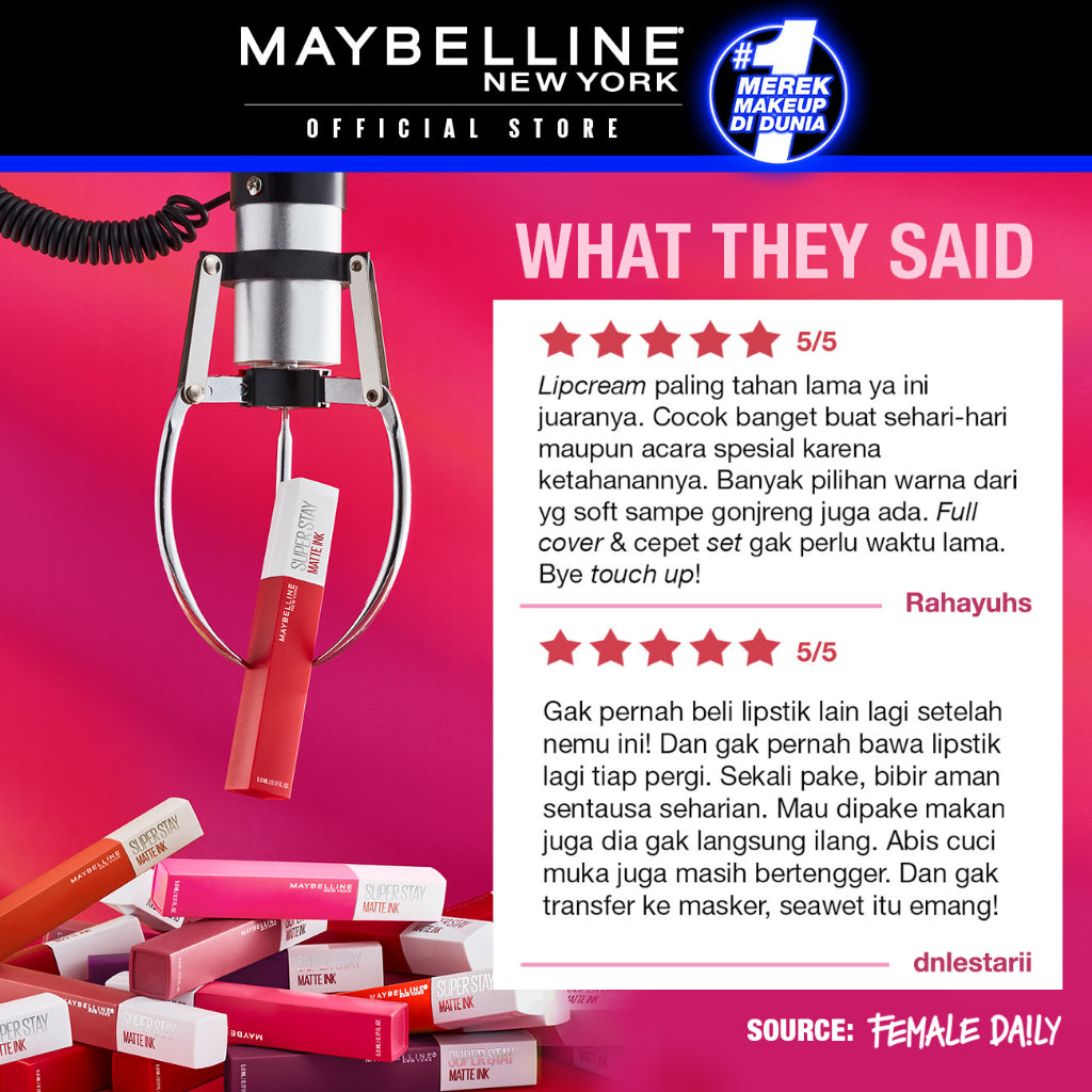 MAYBELLINE OFFICIAL Paket Hemat Superstay Matte Ink 2 pcs Ombre Set Lipstick - Long Lasting Lipstick Matte Waterproof Transferproof Lipstik
