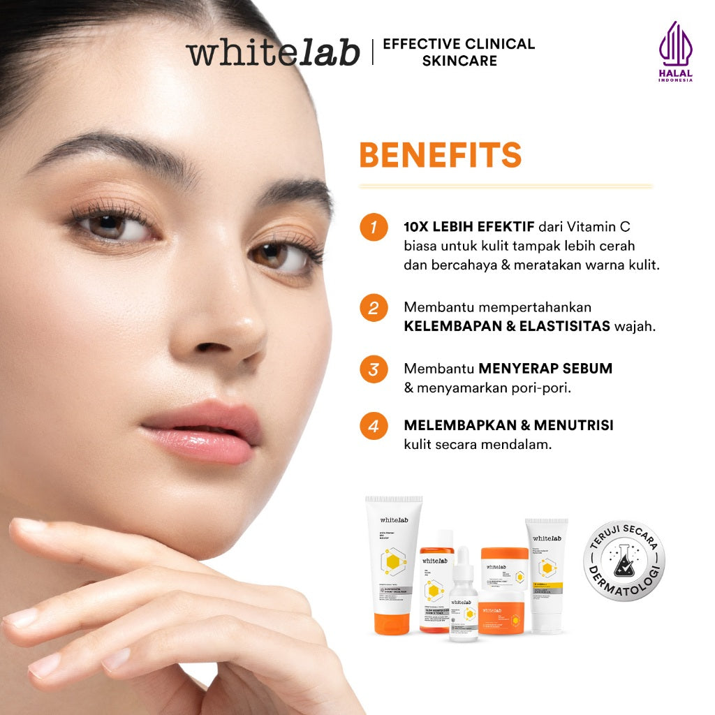 Whitelab 6 pcs Glow Booster C-Dose+ Brightening Paket Wajah - Facial Wash, Toner, Serum, Moisturizer, Sunscreen Paket Skincare