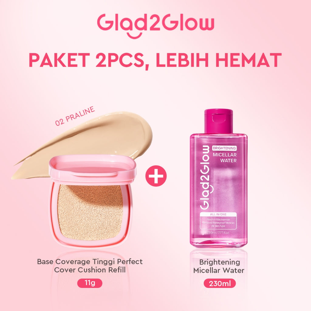 Glad2Glow Perfect cover cushion  Setting  dengan kandungan skincare mencegah kekusaman dan kulit kering sepanjang hari G2G Concealer Foundation Wajah Extract Mencerahkan Lasting refill Compact g2glow official store