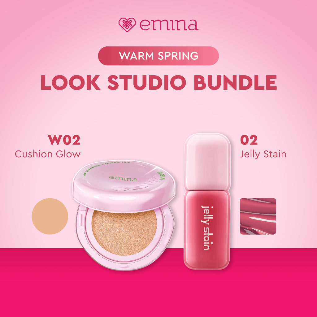 [LOOK STUDIO SPECIAL PACKAGE] Emina Paket Glow & Matte 3in1 Skincare Cushion SPF 50 PA++++ 13 G + Jelly Stain | Flawless Lightweight Make Up Foundation Glowing Skin, Liptint Korea, Korean Make Up Look, Transferproof, Tahan Lama, Cocok Semua Jenis Kulit