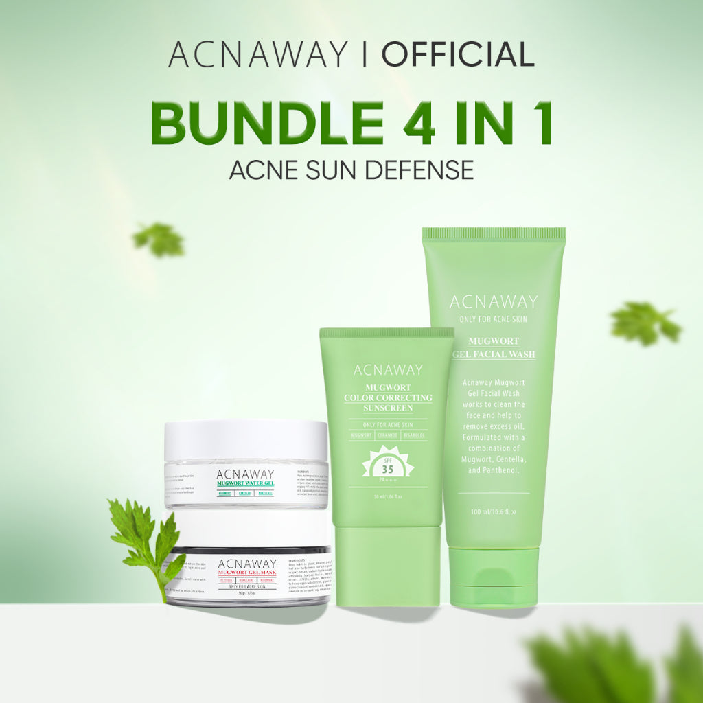 ACNAWAY Bundle 4 in 1 Acne Care, Defense & Basic Skincare | Rangkaian Lengkap untuk Kulit Berjerawat & Sensitif facial wash cleanser moisturizer gel moist cream acne spot acne treatment gel mask mugwort masker