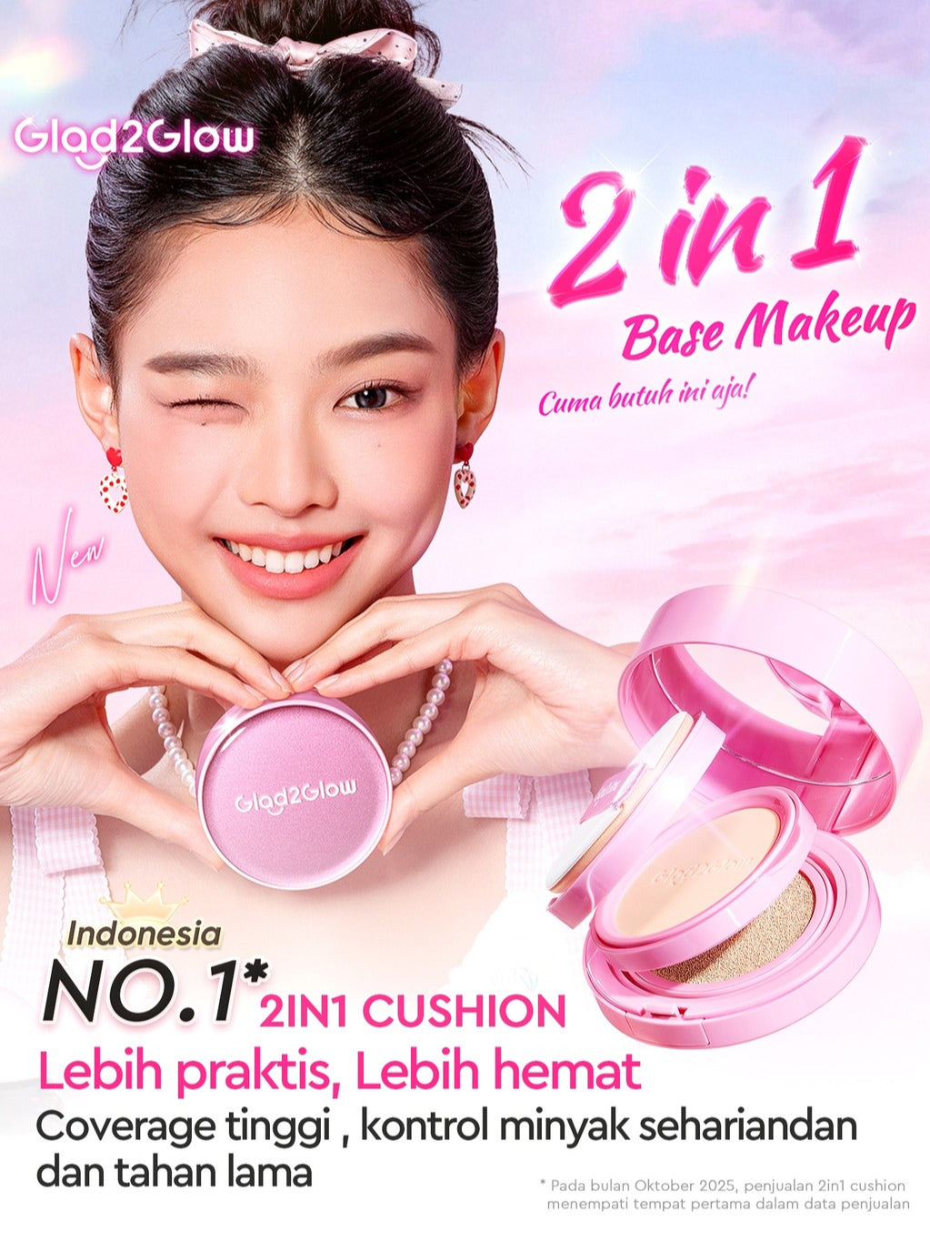 Glad2Glow 2in1 Perfect Pair Cushion Powder Foundation Waterproof Make Up Setting BB Cream Concealer Foundation bedak padat Wajah Extract Mencerahkan Cover Tinggi  long lasting Tahan 12Jam tahan lama Velvet To Matte skin tint wanita g2glow official store