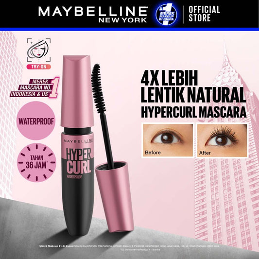 MAYBELLINE OFFICIAL Volume Express Hypercurl Waterproof Mascara 9.2 ml Maskara Eye Make up Bulu Mata Panjang Tebal Tahan 24 Jam Volumizing Extending Smudgeproof