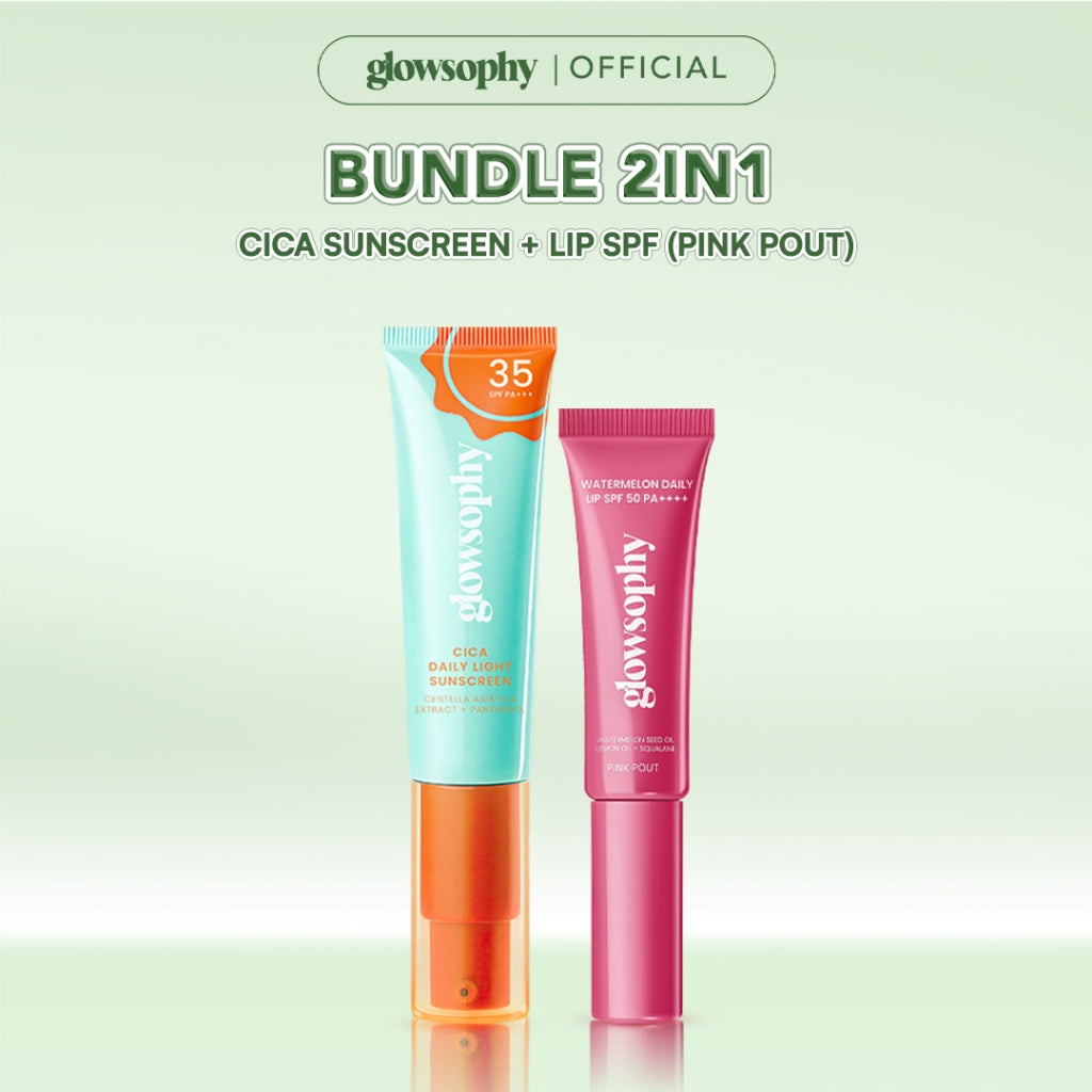 Glowshopy Bundle 2in1 Sun Buddies Lip SPF + Sunscreen 100ml - Melindungi dari sinar UVB dan UVA, Menjaga bibir tetap lembap, lembut, dan sehat, Kilau natural untuk bibir lembut dan tampak sehat sepanjang hari