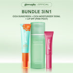 Glowshopy Bundle 3in1 Glow Ready Kit Lip SPF + Moisturizer 100ml + Sunscreen - Melindungi dari sinar UVB dan UVA, Menjaga bibir tetap lembap, lembut, dan sehat, Kilau natural untuk bibir lembut dan tampak sehat sepanjang hari