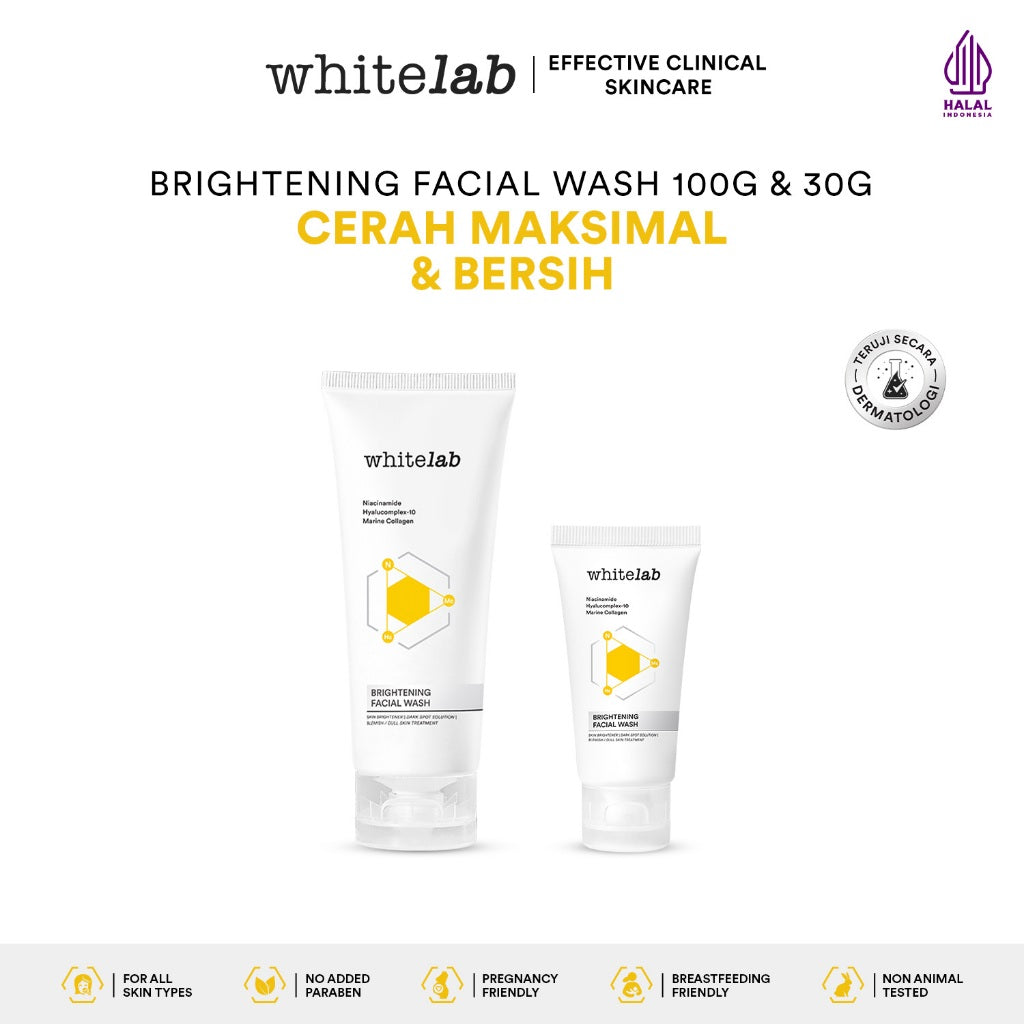 Whitelab Facial Wash Brightening - Sabun Cuci Muka Pembersih Pencerah N-Dose+ 2.0 dengan Amino Cleanser