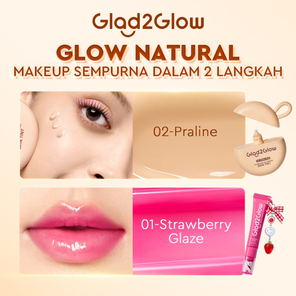 [NEW LAUNCH] Glad2Glow FLAWLESS BLURRING SKIN TINT 30G+ BRIGHTENING LIP SERUM 7g Mencerahkan Melembabkan 3in1 liptint  Foundation Bedak padat Make up Lightweight Coverage Long-lasting 12-Hour Soft-Focus Flawless Skin oil-control g2glow official store