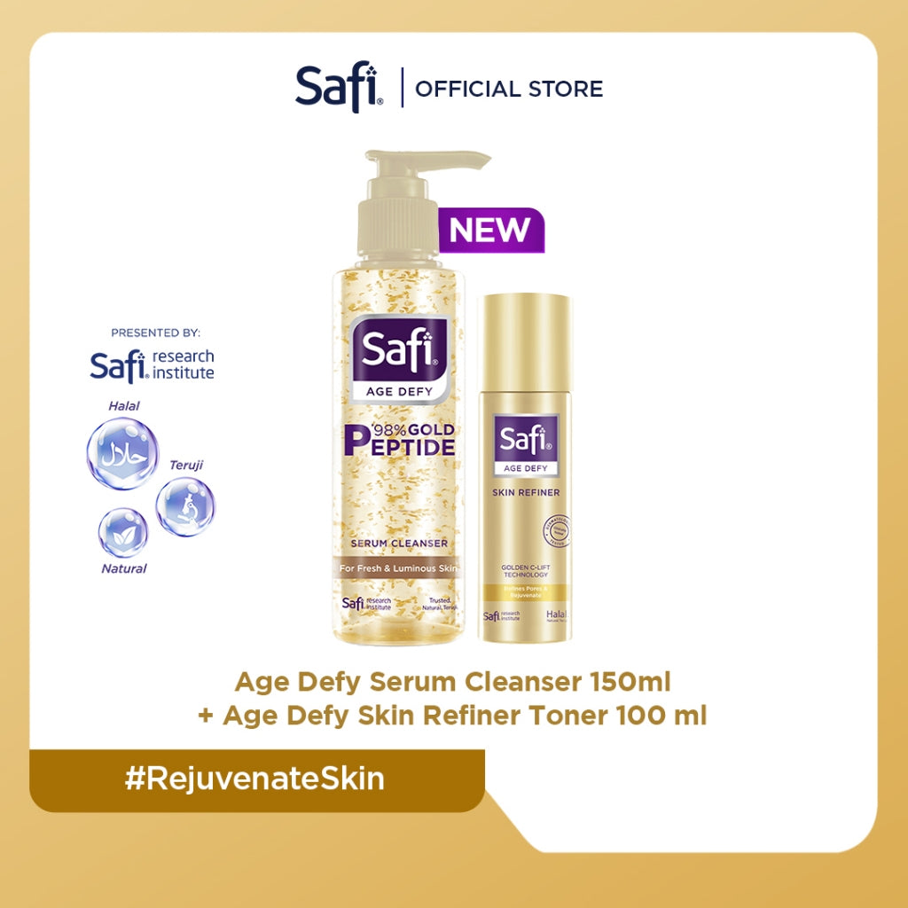 NEW! Paket Combo Pembersih Wajah (Age Defy Serum Cleanser 150ml , Age Defy Skin Refiner Toner 100ml)