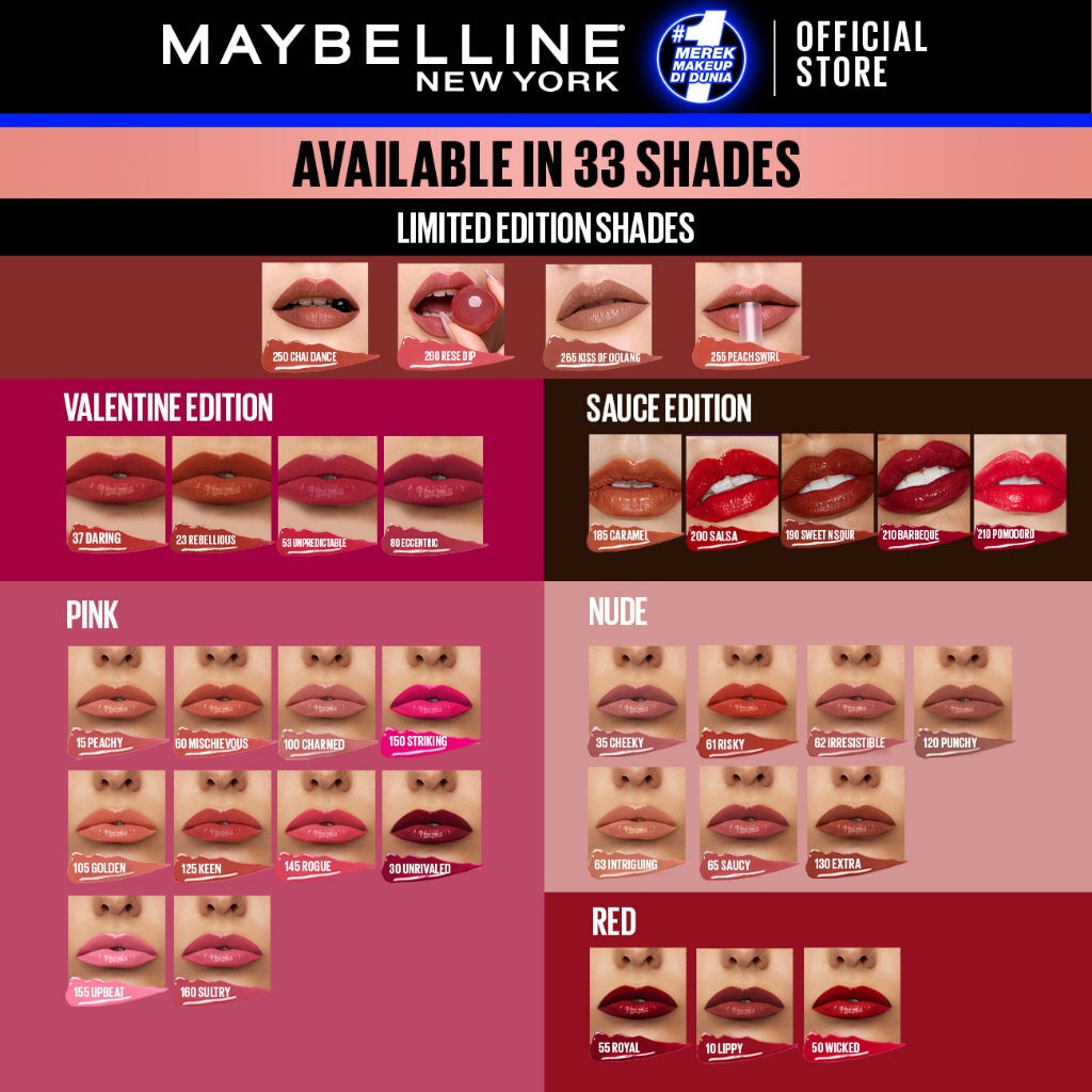 [4 NEW SHADES MILK TEA LIMITED EDITION] MAYBELLINE OFFICIAL Superstay Vinyl Ink 4.2 ml - Shiny Pigmented Liquid Lipstik Lipstick Make Up Lipcream Longlasting Waterproof Tahan Lama 16 Jam Lipstik Lipgloss Lipbalm Liptint