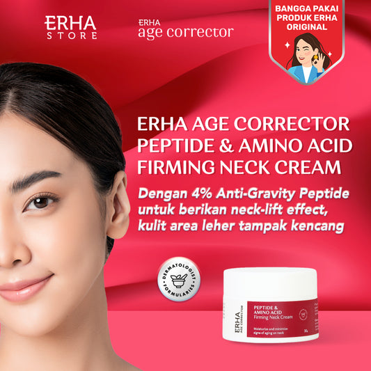 ERHA Age Corrector Peptide & Amino Acid Firming Neck Cream 30g - Krim Leher | Meningkatkan Produksi Kolagen | Mengurangi Garis Halus | Mengencangkan | Melembabkan Kulit Area Leher