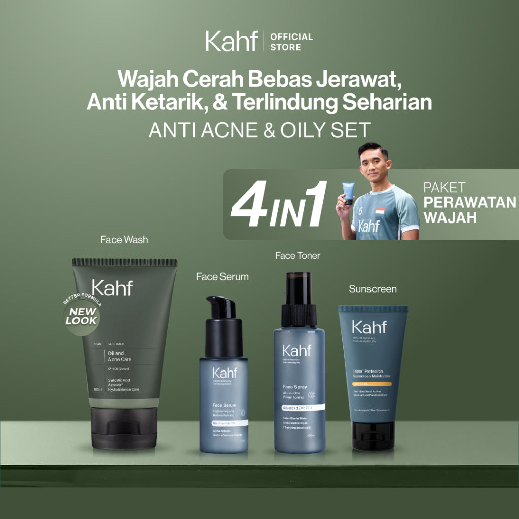 [SPECIAL 11.11 : KAHF BUNDLE 4IN1 PAKET PERAWATAN WAJAH] Paket Face Care Expert Complete Kit (Face Wash + Toner + Serum + Sunscreen Moisturizer) - Wajah Bebas Jerawat, Anti Ketarik, Lembab, & Terlindungi Seharian - Suitable for Daily Use