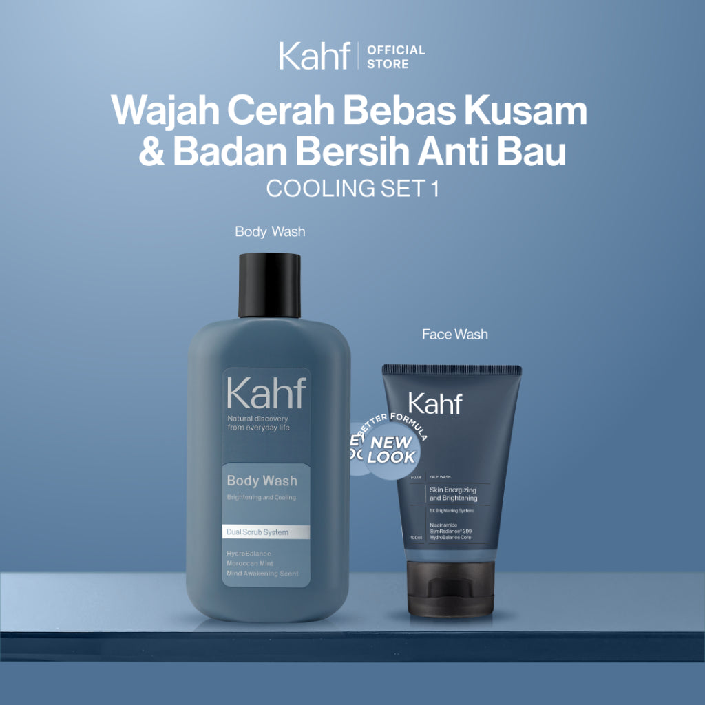 [KAHF BUNDLE 2IN1 PAKET PERAWATAN DAILY USE ESSENTIALS : WAJAH CERAH BEBAS KUSAM + BADAN BERSIH ANTI BAU] Paket Cleansing (Face Wash + Body Wash) - Suitable for Daily Use