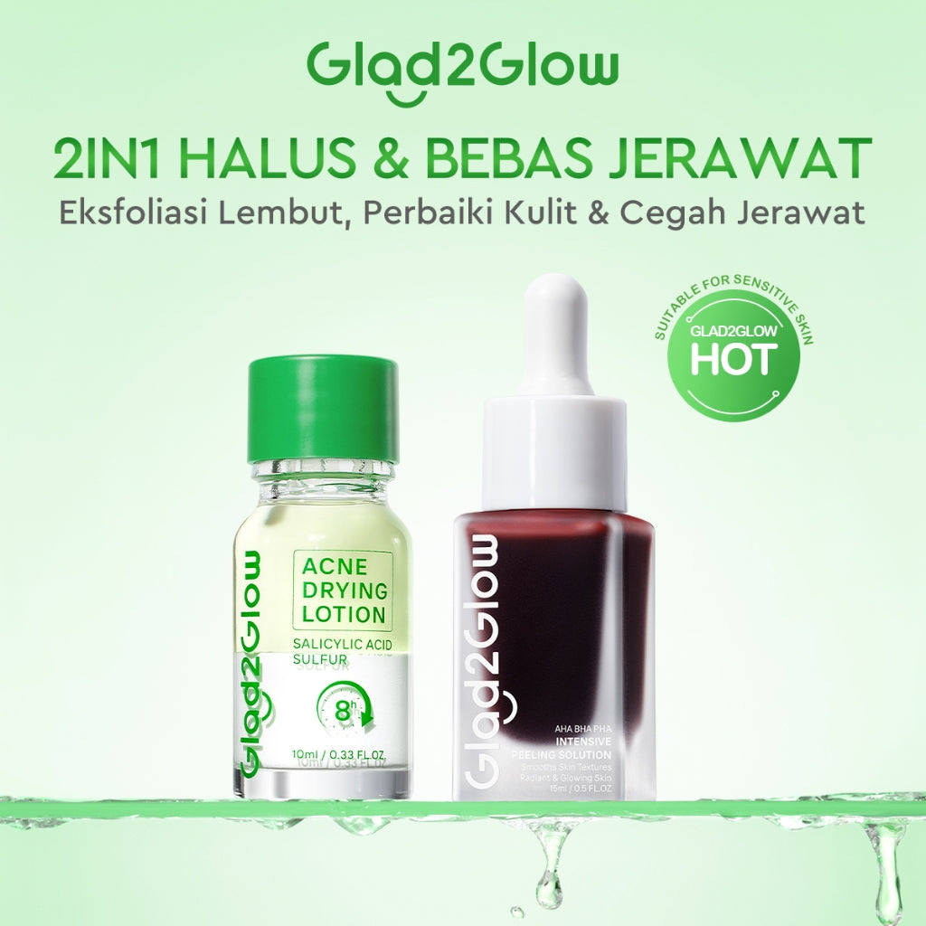 GLAD2GLOW Acne Drying Lotion Mengeringkan Jerawat 8 Jam Dengan Sulfur BHA & Bahan Alami Instant Acne Care Acne Gel Patch Spot Jerawat Serum Moisturizer Acne Skincare Wajah face wash facial Salicylic Acid Niacinamide g2glow official store
