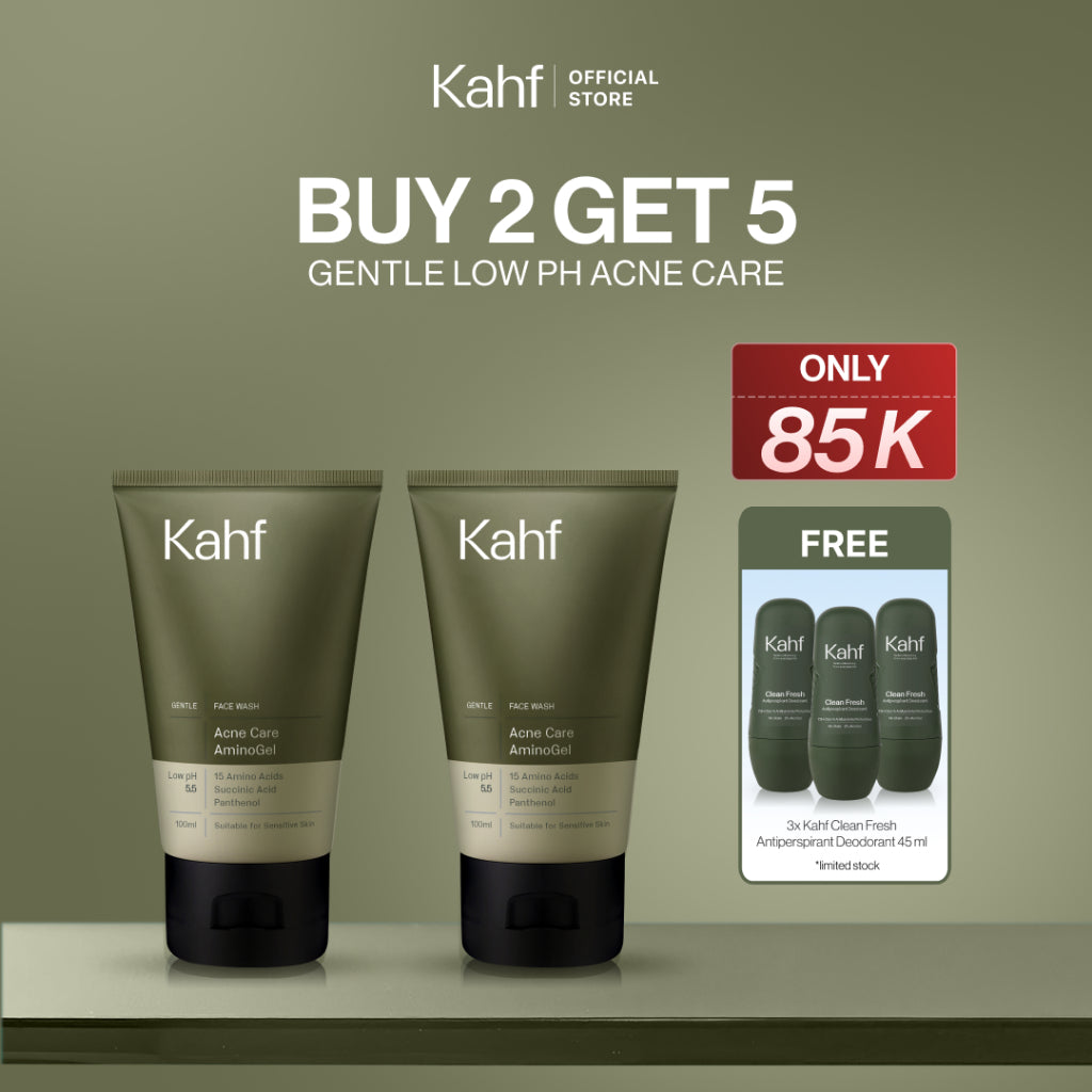 [SPECIAL 11.11 : B2G5 - KAHF BUNDLE 2IN1 PAKET FACIAL WASH] Complete Acne Care & Brightening Face Wash Pack 100 ml isi 2 pcs - Wajah Glowing, Cerah, Anti Ketarik, & Bebas Kusam - Bundle Perawatan Wajah Pria - Kombinasi Sabun Cuci Muka Sesuai Kondisi Kulit
