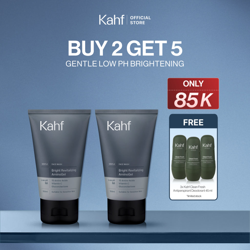 [SPECIAL 11.11 : B2G5 - KAHF BUNDLE 2IN1 PAKET FACIAL WASH] Complete Acne Care & Brightening Face Wash Pack 100 ml isi 2 pcs - Wajah Glowing, Cerah, Anti Ketarik, & Bebas Kusam - Bundle Perawatan Wajah Pria - Kombinasi Sabun Cuci Muka Sesuai Kondisi Kulit