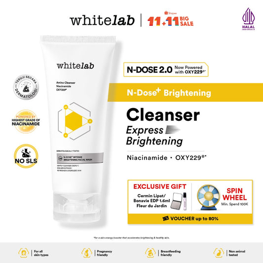 Whitelab Facial Wash Brightening - Sabun Cuci Muka Pembersih Pencerah N-Dose+ 2.0 dengan Amino Cleanser