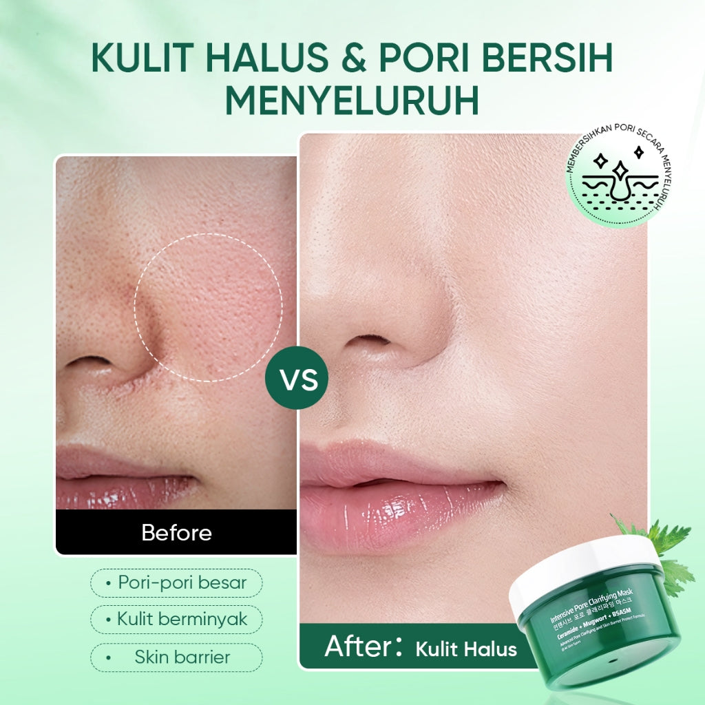 ELFORMULA Bundle 2pcs Intensive Pore Clarifying Mugwort Mask - Clay Mask Mud Mask Acne Pembersih Pori-pori Pores Eksfoliasi Wash off masker