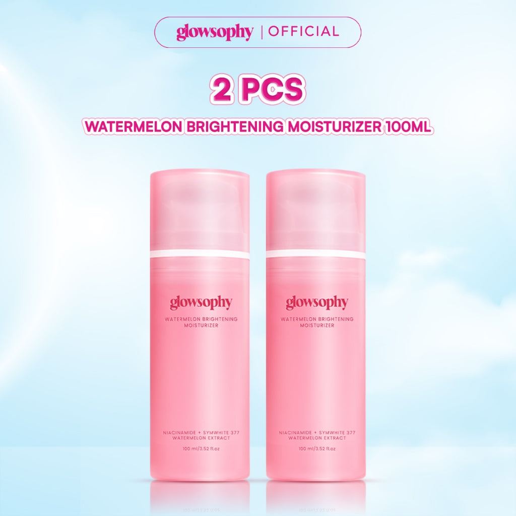 Glowsophy Watermelon Brightening Moisturizer Gel 100ml - Pelembab Wajah Ringan Mencerahkan Kulit dan Meratakan Warna Kulit Kusam Krim Siang dan Malam Perawatan Kulit Ekstrak Watermelon Pelembab Esensi Wajah Perawatan Kulit Pembersih