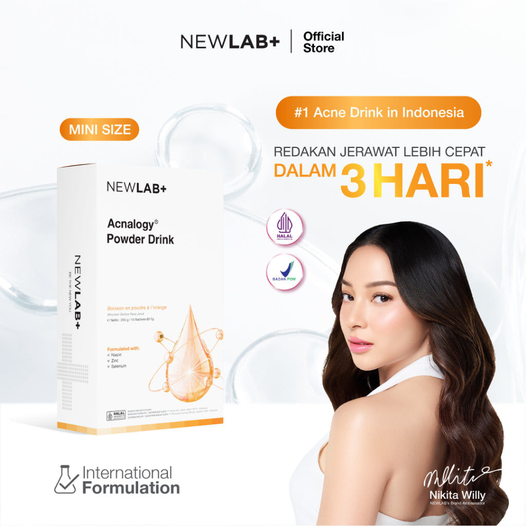 NEWLAB Acnalogy Powder Drink | Acne Drink | Minuman Obat Jerawat untuk Meredakan Bekas Jerawat dan Flek Hitam BPOM 15 Sachet