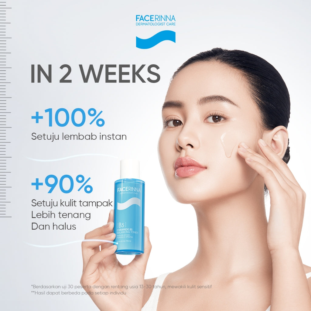 FACERINNA Ceramide B5 Balancing Toner 100 ml | Ceramide Soothing Calming Toner Hyaluronic acid Barrier Essence Toner Memperbaiki penghalang kulit Jaga kulit After-sun Hydrating Sensitive Barrier Care Skincare | Eksfoliasi Wajah Glycocid Acid Glycolic Acid