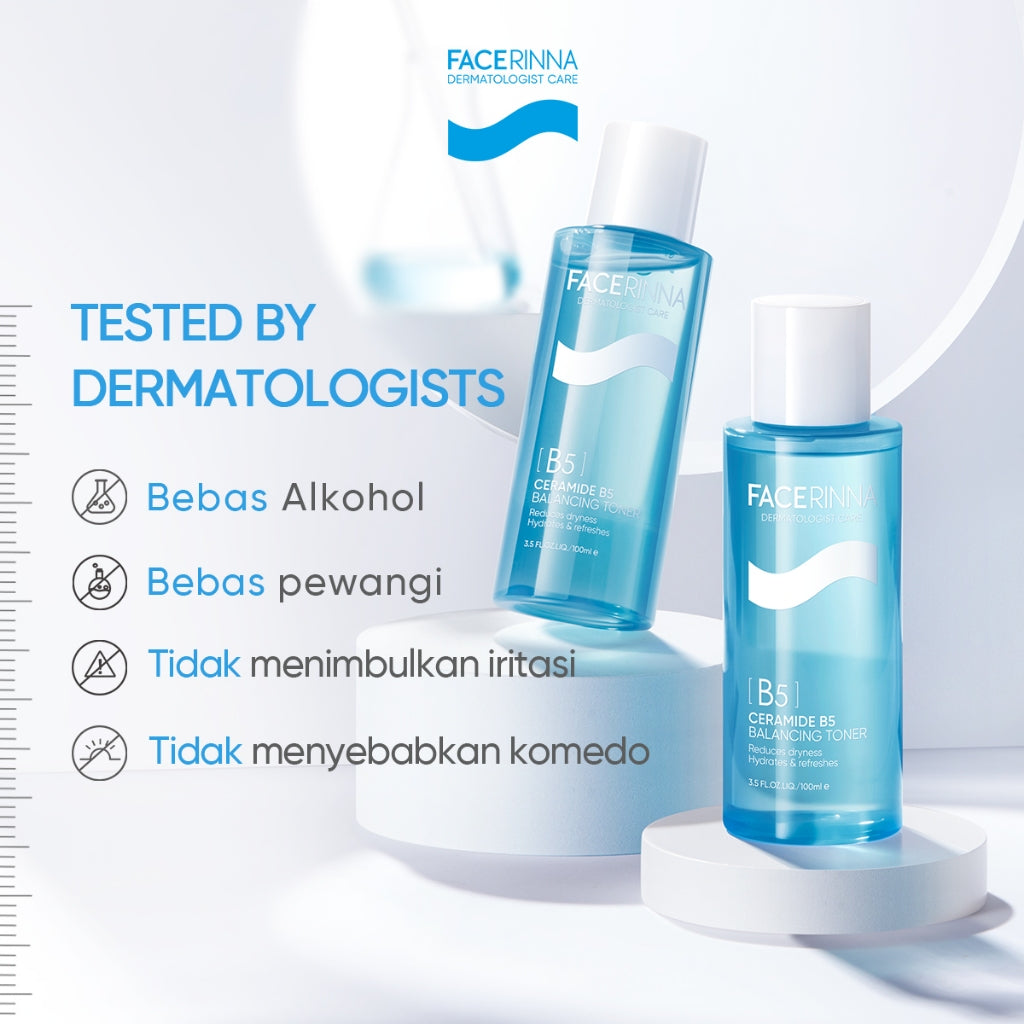 FACERINNA Ceramide B5 Balancing Toner 100 ml | Ceramide Soothing Calming Toner Hyaluronic acid Barrier Essence Toner Memperbaiki penghalang kulit Jaga kulit After-sun Hydrating Sensitive Barrier Care Skincare | Eksfoliasi Wajah Glycocid Acid Glycolic Acid