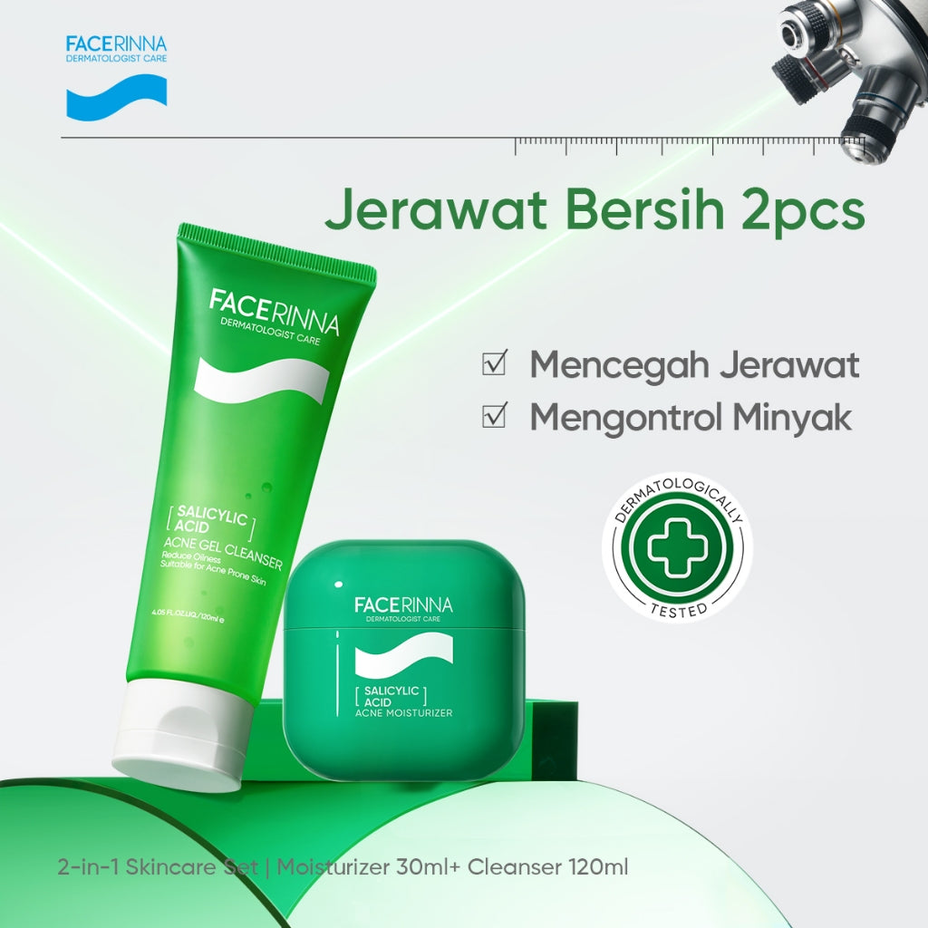 FACERINNA 2pcs Skincare Duo | Moisturizer + Cleanser | B5 Repair Niacinamide Brightening Salicylic Acid Acne Control