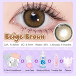 [Diameter kecil Kit]Magister Softlens Minus Kit 14.0mm softlens paketan lengkap minus Nude Brown OMG
