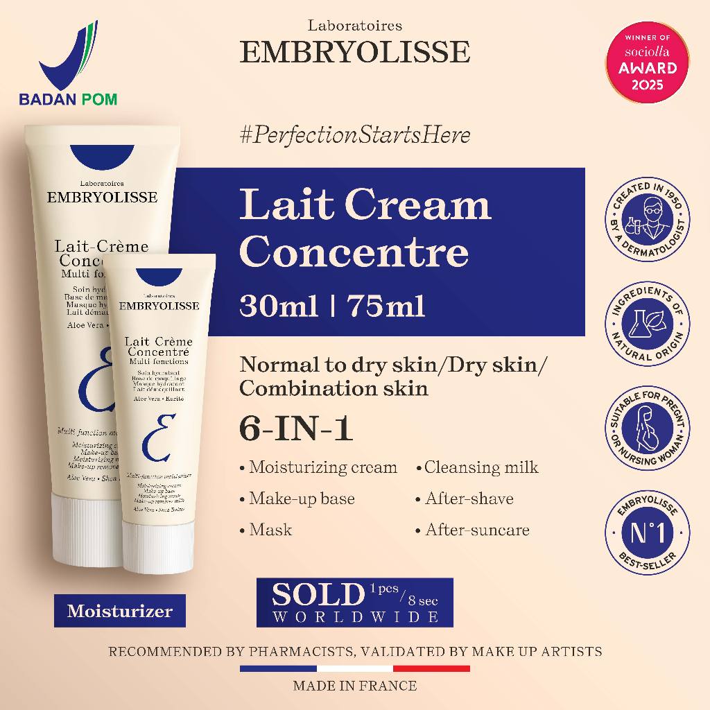 Embryolisse Clearance Sale Bundling - Embryolisse Lait-Creme Concentre 75ml + 30ml 6 IN 1 Pelembab Moisturizer Wajah Makeup Base Primer