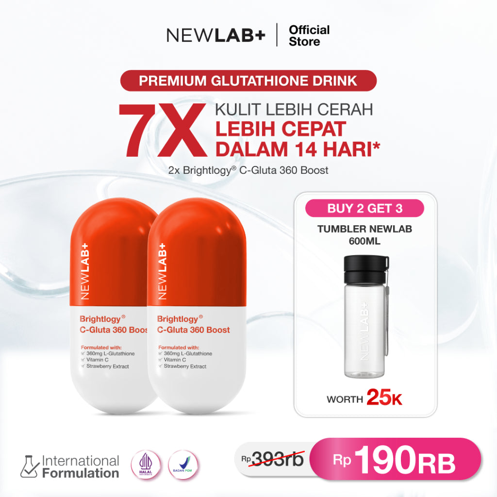 NEWLAB Brightlogy C-Gluta 360 Boost || Minuman Glutathione untuk Pemutih Badan || Glutathione Kapsul || Glutathione Whitening 50gr