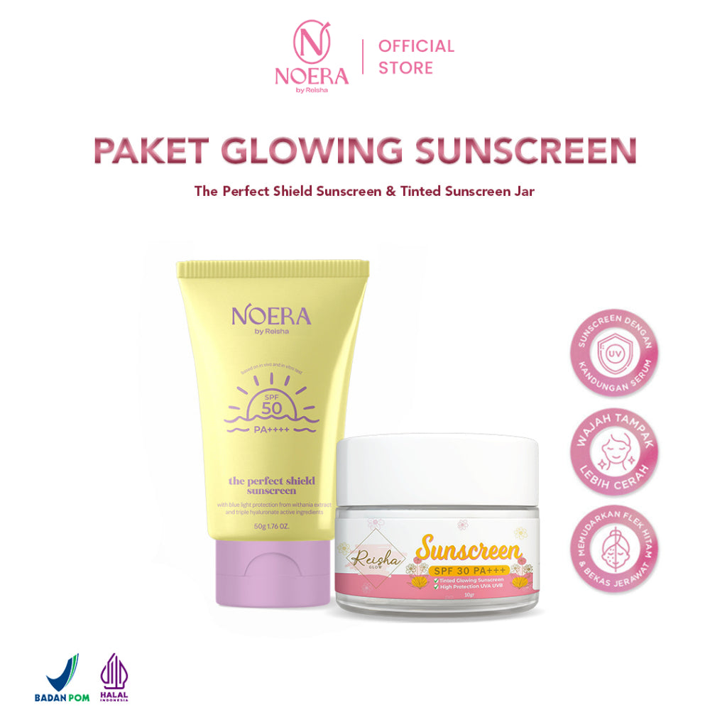 Noera Paket Glowing Sunscreen |The Perfect Shield Sunscreen & Tinted Sunscreen Improve Formula 10gr SPF 30 PA+++