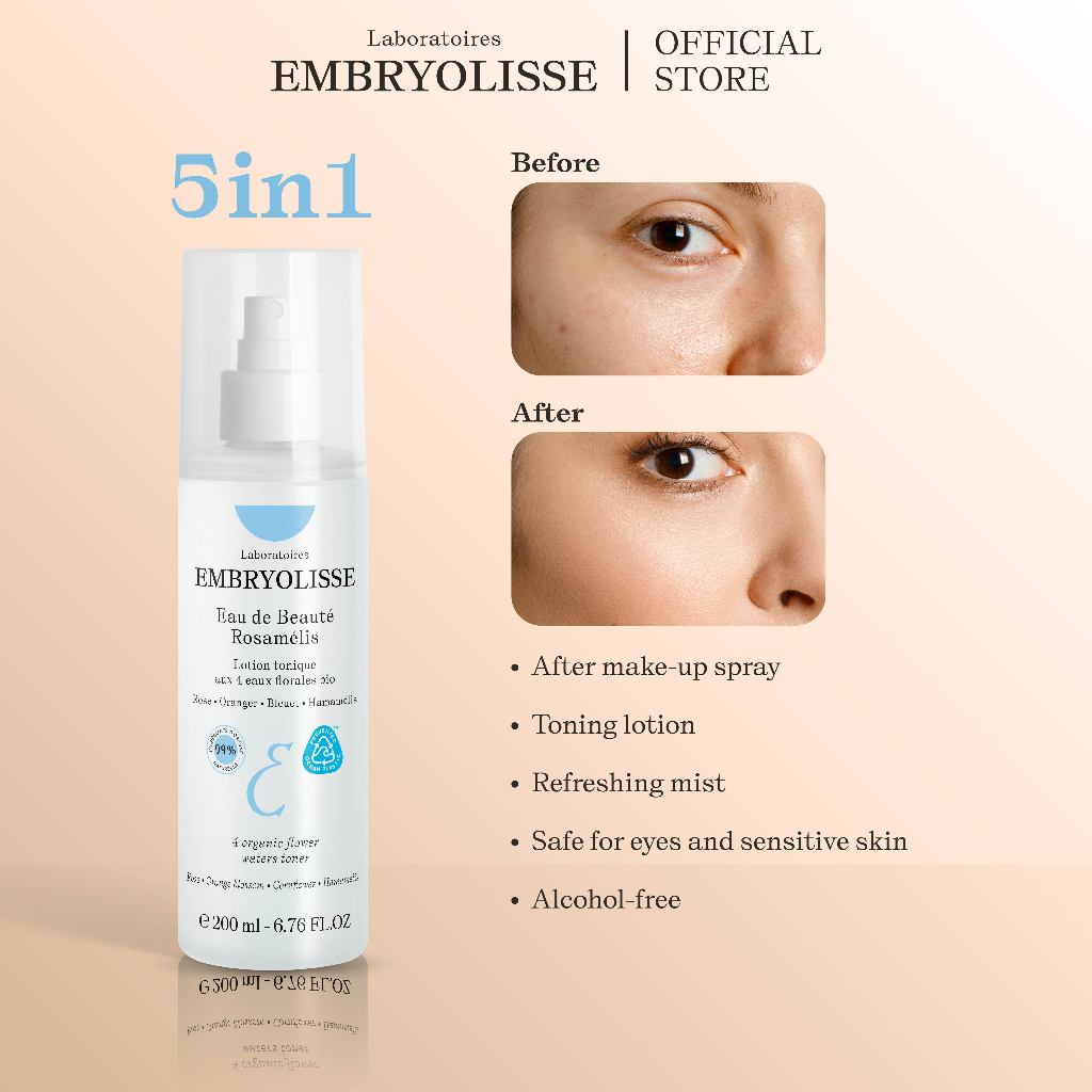 Embryolisse Beauty Water Rosemalis / Eau De Beaute Rosamelis 200ml – Beauty Water + Face Mist + Makeup Stay Lock + Smoothing Anti Aging + Glowing + Facial Spray + Setting Spray + Anti Crack Rekomendasi MUA dan Artist Hollywood - 1x
