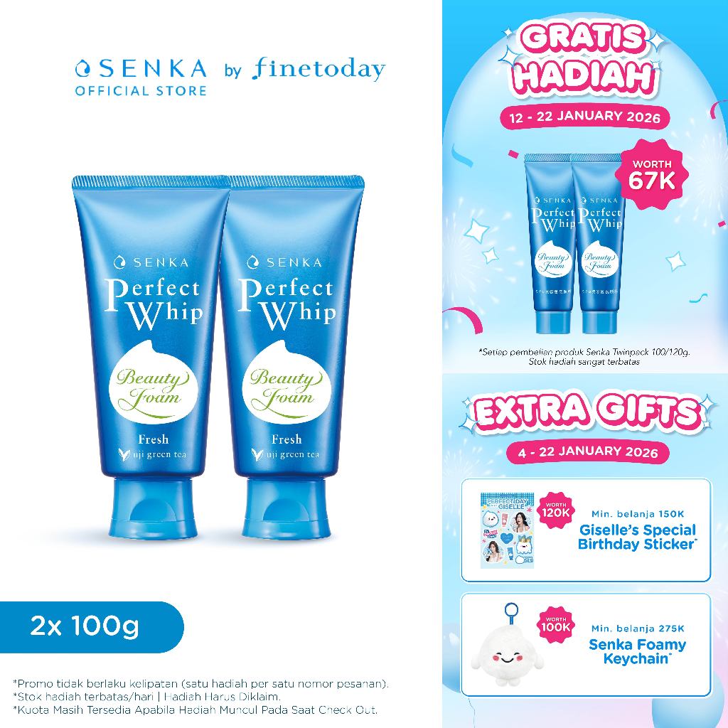 [TWINPACK] SENKA Perfect Whip Fresh Anti Shine Facial Foam From Japan 100gr [BUY 2 GET 4 Kuota Terbatas/Hari]