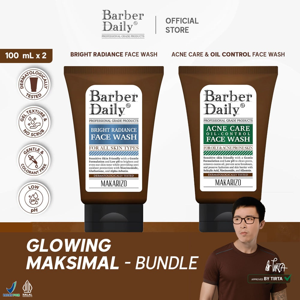 GLOWING MAKSIMAL - Acne Care & Oil Control Face Wash + Bright Radiance Face Wash