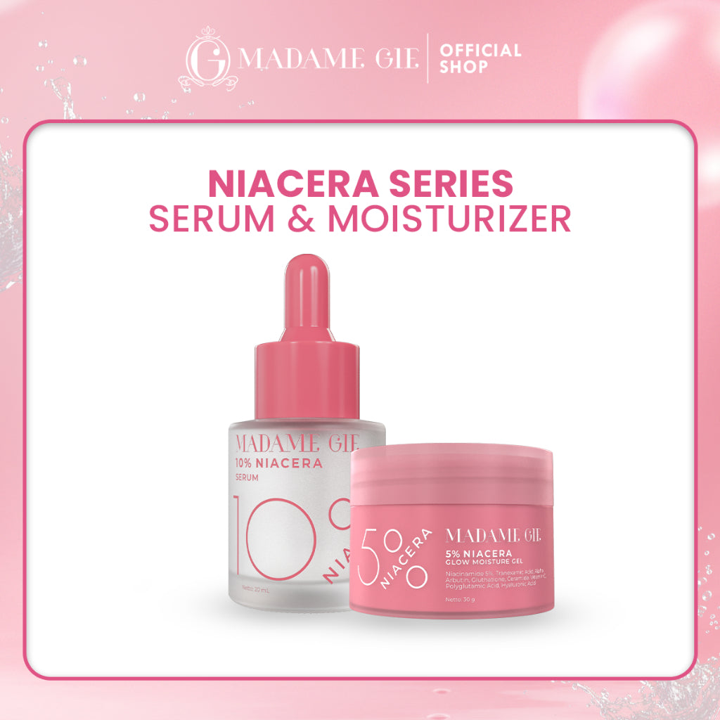 Madame Gie Niacera Bundle All in 1 Skincare Complete Mencerahkan Wajah - Niacera Moisturizer + 10%Niacera Serum + 2%Niacera Essence Serum