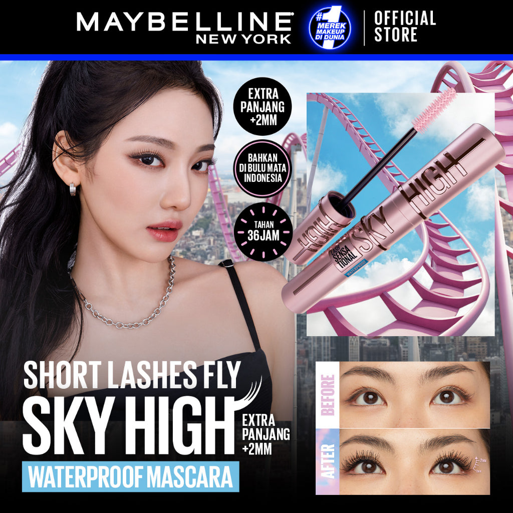 Maybelline Sky High Waterproof Mascara 6ml Maskara Eye Make up Black Bulu Mata Panjang Tebal Tahan 24 Jam Hypercurl Superstay Matte Vinyl Ink