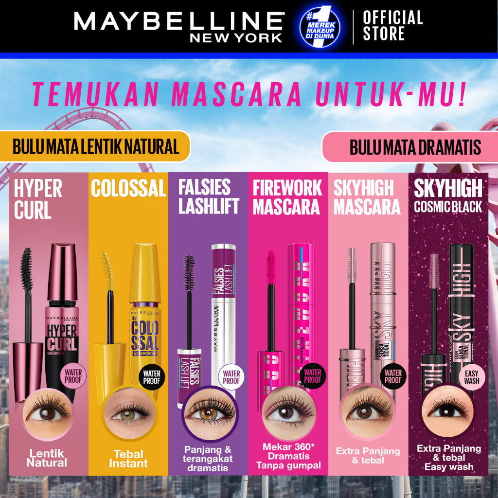 Maybelline Sky High Waterproof Mascara 6ml Maskara Eye Make up Black Bulu Mata Panjang Tebal Tahan 24 Jam Hypercurl Superstay Matte Vinyl Ink